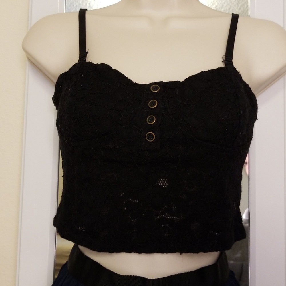 Black Lace Crop Top